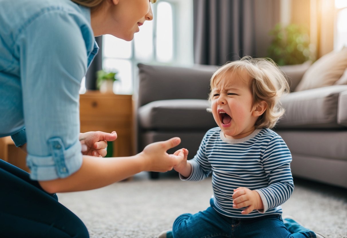 A spoiled child throwing a tantrum to manipulate a parent into giving them what they want