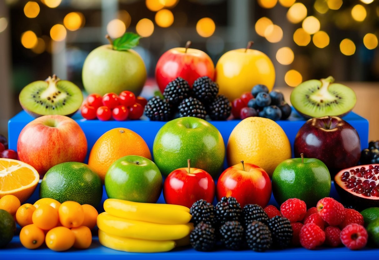 A variety of fruits arranged in a colorful display, with each fruit representing different personalities and characteristics