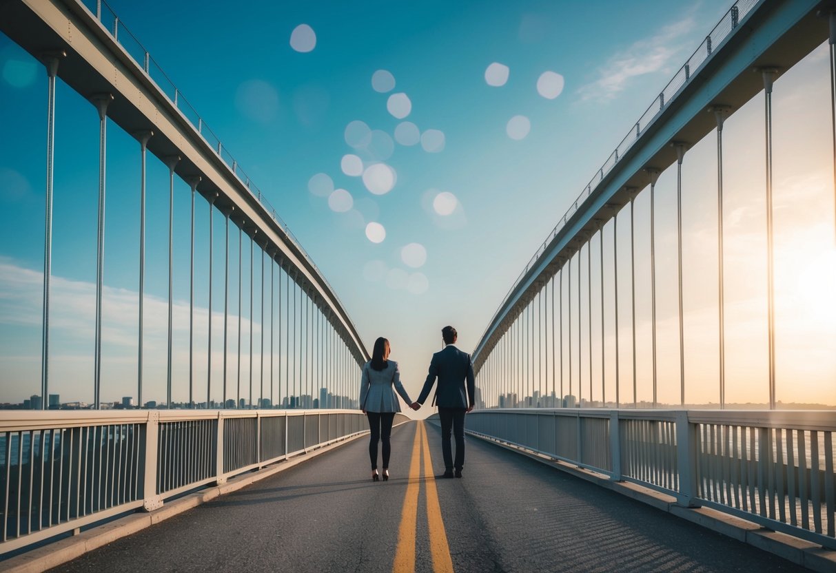 A person standing on one side of a bridge while the other person is on the opposite side, with a gap between them symbolizing the impact of truth on relationship dynamics