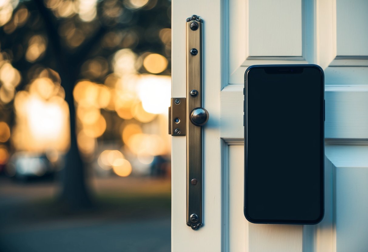 A smartphone and a closed door symbolizing privacy