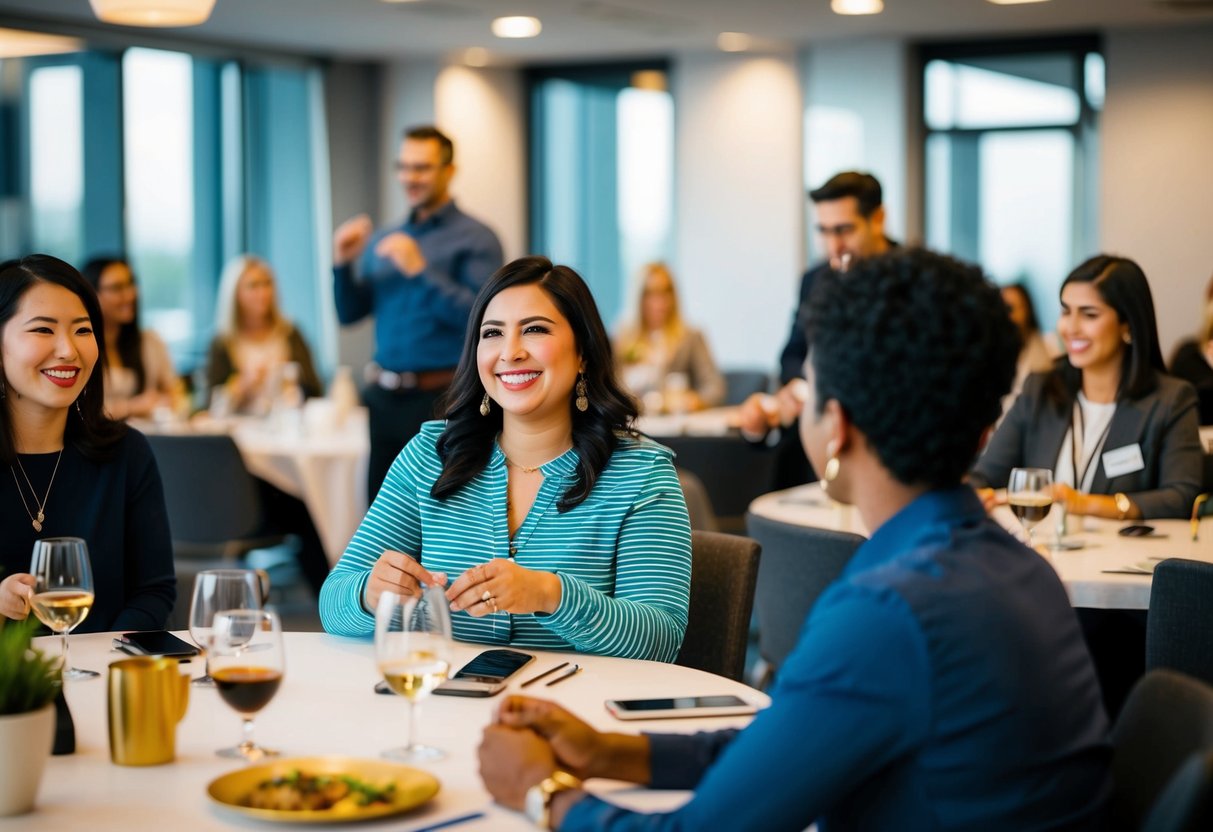 Attendees engaging in group activities, sharing experiences, and participating in confidence-building exercises at a dating workshop